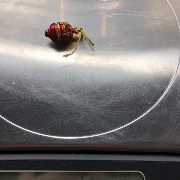 Faberge Silver 925 egg. In Ruby Red Enamel with clear rhinestones and amber 1 to - Picture 3 of 4